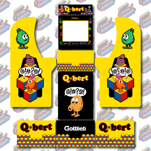 Laminated All Sizes Q Bert Arcade Side Artwork Panel Stickers Graphics 